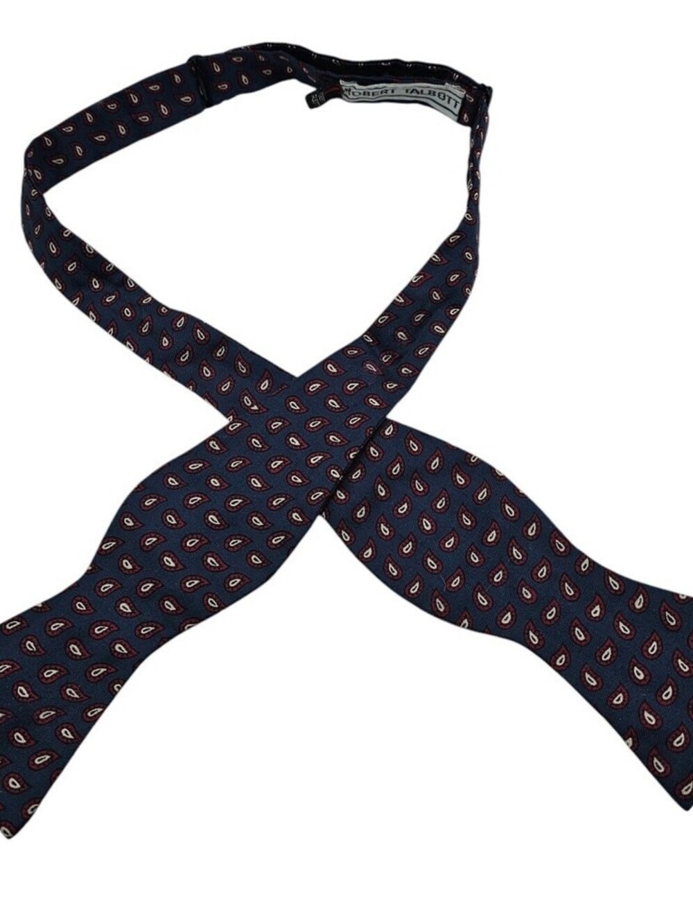 Robert Talbott Bow Tie Bowtie Silk Self Tie England Blue Red Paisley